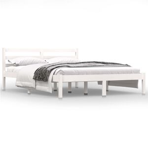 vidaXL Massivholzbett Kiefer 140x190 cm Wei&szlig;