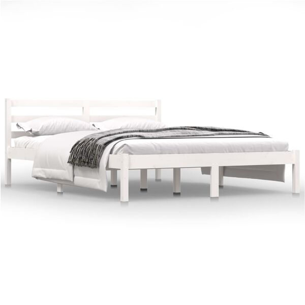 vidaXL Massivholzbett Kiefer 140x190 cm Wei&szlig;