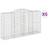 vidaXL Gabionen mit Hochbogen 5 Stk. 300x50x160/180cm Verzinktes Eisen