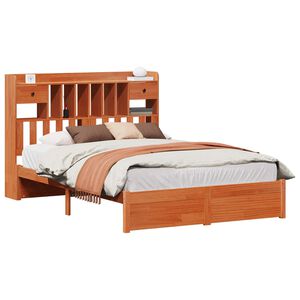 vidaXL B&uuml;cherregal Bettgestell mit Kopfteil Wachsbraun 200 x 150 cm