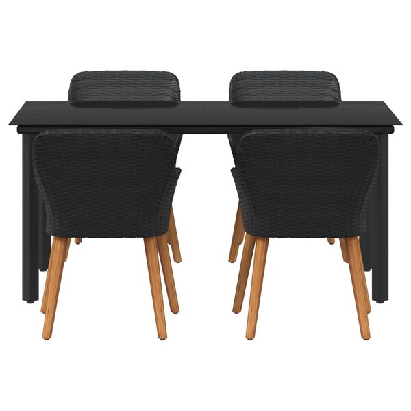 vidaXL Garten Essgruppe mit Kissen 5 pcs Schwarz Poly-Rattan