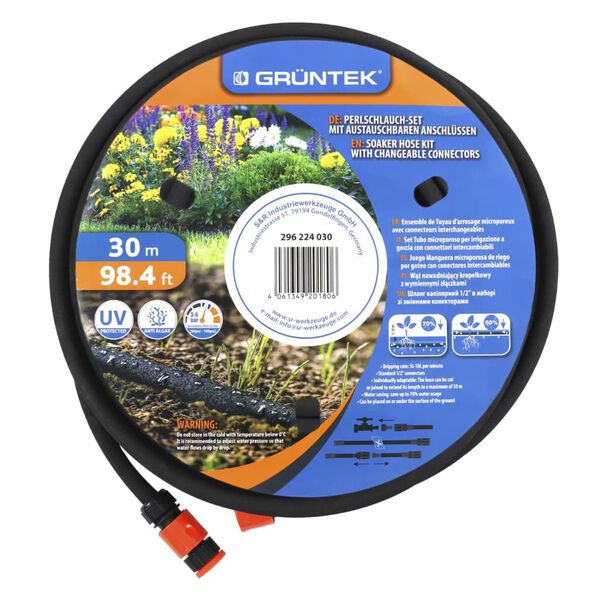 GR&Uuml;NTEK Perlschlauch-Set 30 m Schwarz