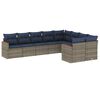 vidaXL 9-teiliges Gartensofa-Set mit Kissen, grau, Polyrattan