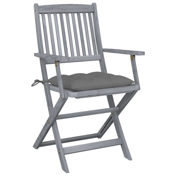 vidaXL Klappbare Gartenst&uuml;hle 4 Stk. mit Kissen Massivholz Akazie