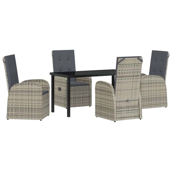 vidaXL Garten Essgruppe mit Kissen 5 pcs Grau Poly-Rattan
