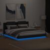 vidaXL Bettgestell mit Kopfteil und LED-Leuchten Schwarz 180x200 cm