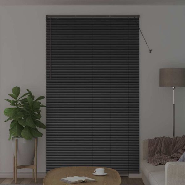 vidaXL Fensterjalousie mit Vorh&auml;ngen Schwarz Aluminium