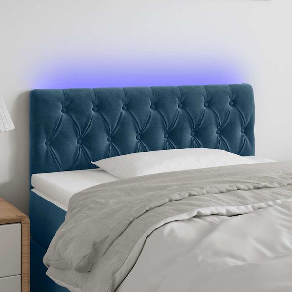 vidaXL LED Kopfteil Dunkelblau 100x7x78/88 cm Samt