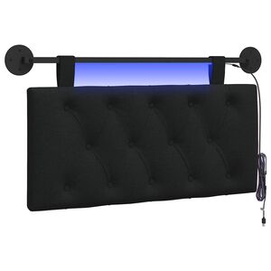 vidaXL H&auml;ngendes Kopfteil Mit LED Licht Schwarz Stoff