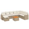 vidaXL 9-tlg. Garten-Sofagarnitur mit Kissen Beige Poly Rattan