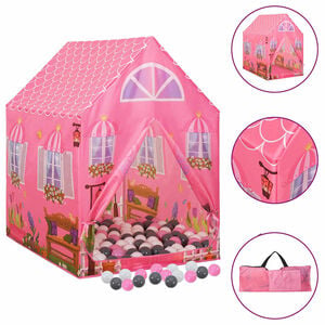 vidaXL Kinder-Spielzelt mit 250 B&auml;llen Rosa 69x94x104 cm