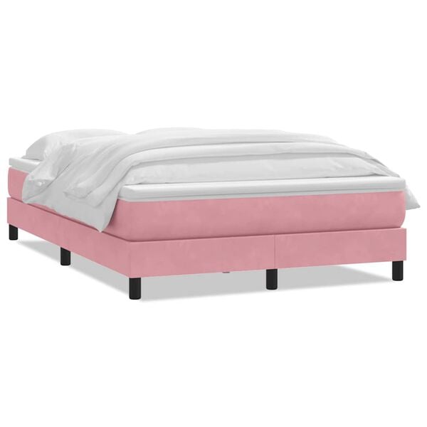 vidaXL Boxspringbett mit Matratze Rosa 140x210 cm Samt