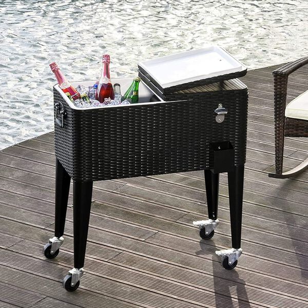 AXI K&uuml;hlwagen Retro Rattan-Optik 76 L Schwarz
