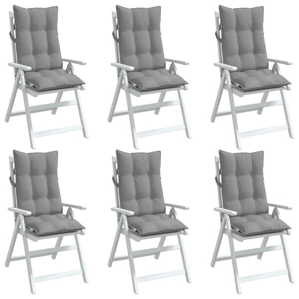 vidaXL Hochlehner-Auflagen 6 Stk. Grau Oxford-Gewebe