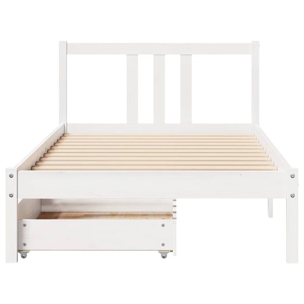 vidaXL Massivholzbett ohne Matratze Wei&szlig; 90x200 cm Kiefernholz