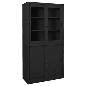 vidaXL B&uuml;roschrank mit Schiebet&uuml;r Anthrazit 90x40x180 cm Stahl