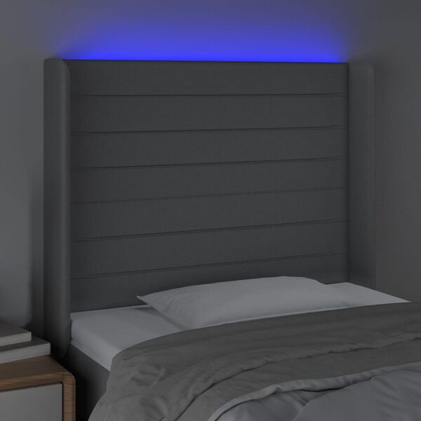 vidaXL LED Kopfteil Hellgrau 103x16x118/128 cm Stoff