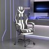 vidaXL Gaming-Stuhl mit Fu&szlig;st&uuml;tze Drehbar Schwarz & Wei&szlig; Kunstleder