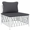 vidaXL Garten-Mittelsofa mit Kissen Wei&szlig; Gewebe