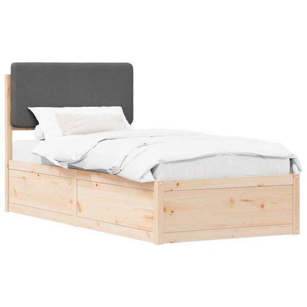 vidaXL Bettgestell mit gepolstertem Kopfteil Dunkelgrau 90 x 200 cm