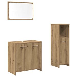 vidaXL 3-tlg. Badm&ouml;bel-Set Artisan-Eiche Holzwerkstoff