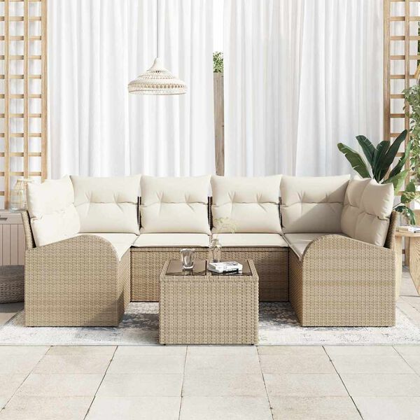 vidaXL Gartensofa-set Beige 55 x 55 x 37 cm Poly-Rattan