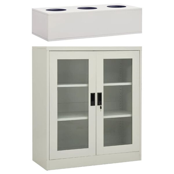 vidaXL B&uuml;roschrank mit Pflanzkasten Hellgrau 90x40x128 cm Stahl