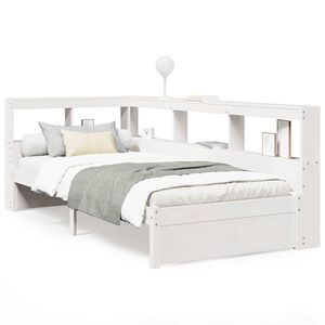 vidaXL Massivholzbett mit Regal ohne Matratze Wei&szlig; 90x200 cm Kiefer