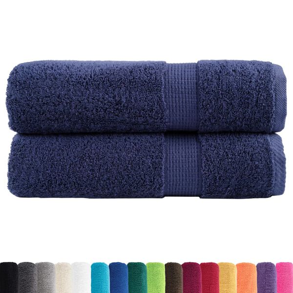 vidaXL Premium Duscht&uuml;cher SOLUND 2 Stk. Marineblau 70x140 cm 600 g/m&sup2;