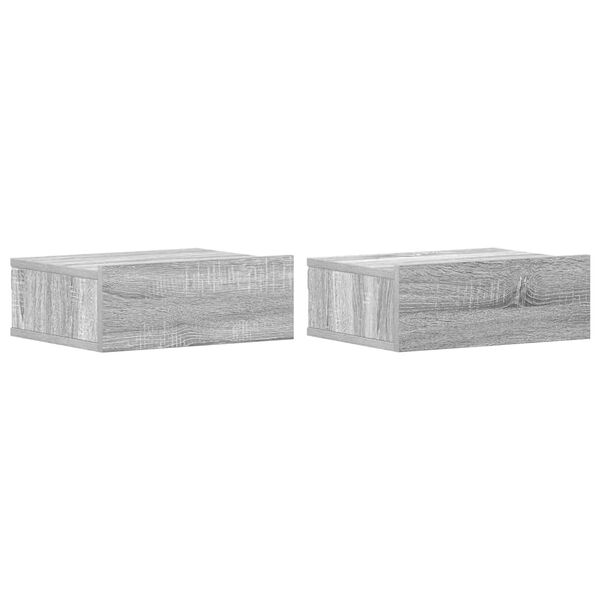 vidaXL H&auml;ngende Nachttische 2 Stk. Grau Sonoma 40x30x15 cm