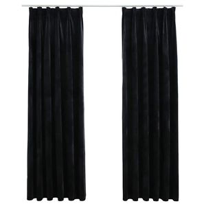 vidaXL Verdunkelungsvorh&auml;nge mit Haken 2 Stk. Samt Schwarz 140x225 cm