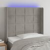 vidaXL LED Kopfteil Hellgrau 83x16x118/128 cm Samt