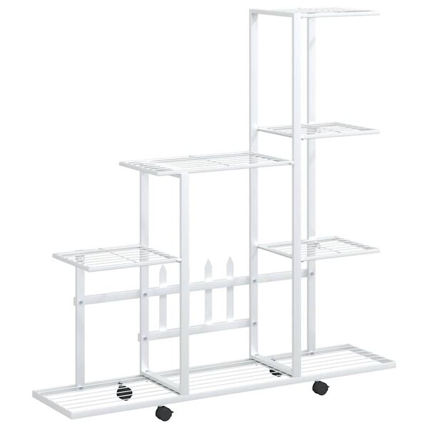 vidaXL Blumenst&auml;nder auf Rollen 94,5x25x92,5 cm Wei&szlig; Metall