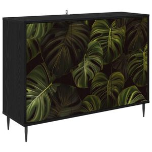 vidaXL Sideboard ELBURG Schwarz Eichen-Optik 102 x 33 x 76 cm