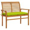 vidaXL Gartenbank mit Hellgr&uuml;ner Auflage 112 cm Massivholz Teak