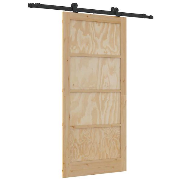 vidaXL Schiebet&uuml;r Nat&uuml;rlich und Schwarz 93 x 202 cm