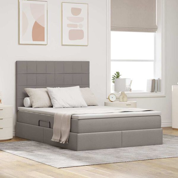 vidaXL Aufbewahrungsbett mit Matratze Taupe 140 x 200 cm Polyester