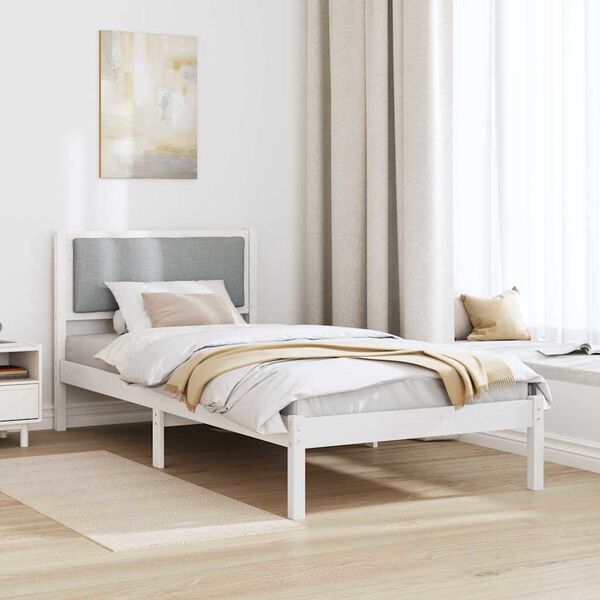 vidaXL Bettrahmen Hellgrau 100 x 200 cm Massives Kiefernholz