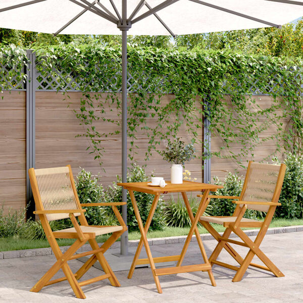 vidaXL 3-tlg. Bistro-Set Beige Polypropylen und Massivholz