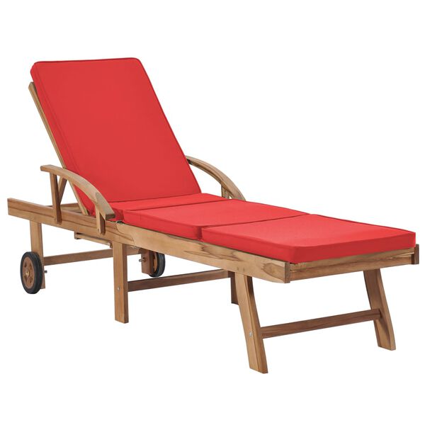 vidaXL Sonnenliegen mit Auflagen 2 Stk. Massivholz Teak Rot