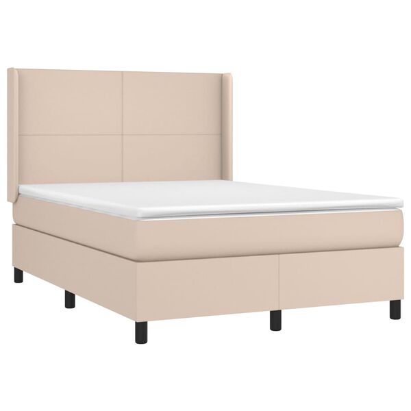 vidaXL Boxspringbett Matratze Cappuccino-Braun 140x200cm Kunstleder