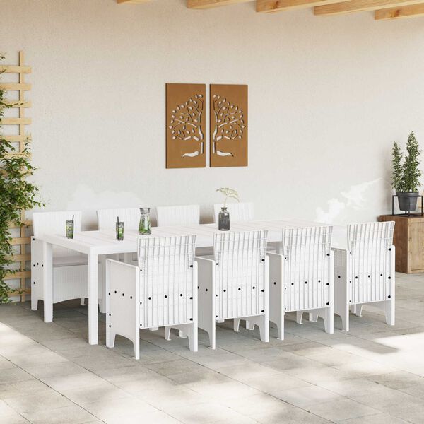 vidaXL Garten Essgruppe 9 pcs Wei&szlig; Polypropylen