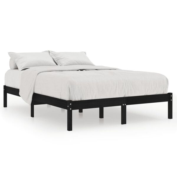vidaXL Massivholzbett Schwarz Kiefer 140x190 cm