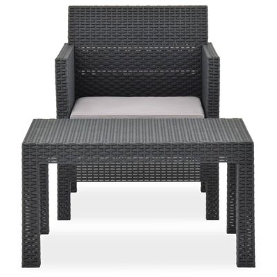 vidaXL 2-tlg. Garten-Lounge-Set mit Auflage PP Rattan Anthrazit