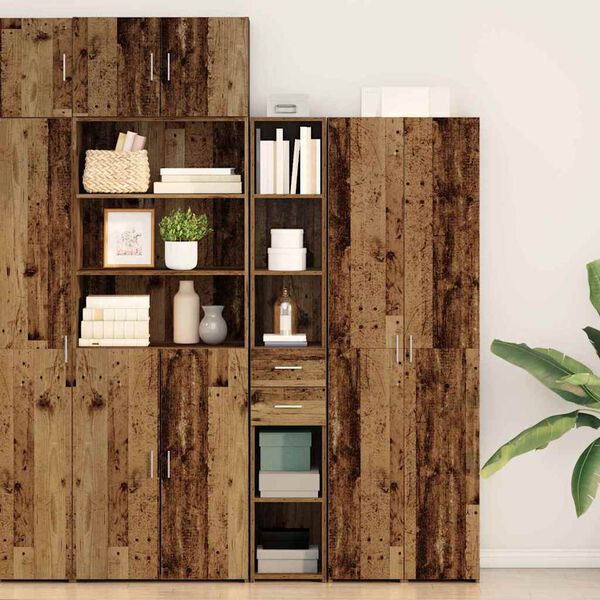 vidaXL B&uuml;cherregal mit Schubladen Altholz 30 x 42,4 x 185,2 cm