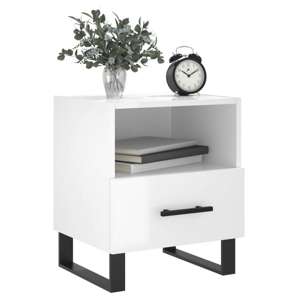 vidaXL Nachttische 2 Stk. Hochglanz-Wei&szlig; 40x35x47,5 cm Holzwerkstoff