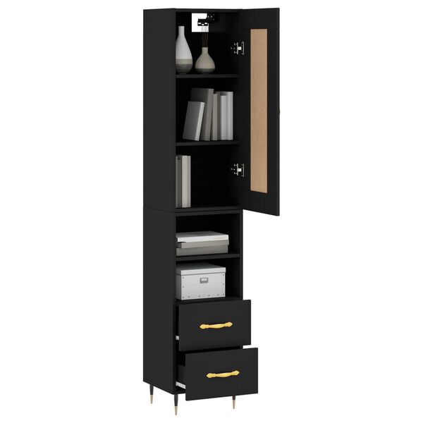 vidaXL Highboard Schwarz 34,5x34x180 cm Holzwerkstoff