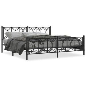 vidaXL Bettgestell mit Kopf- und Fu&szlig;teil Metall Schwarz 193x203 cm