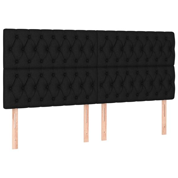 vidaXL LED Kopfteil Schwarz 200x7x118/128 cm Stoff