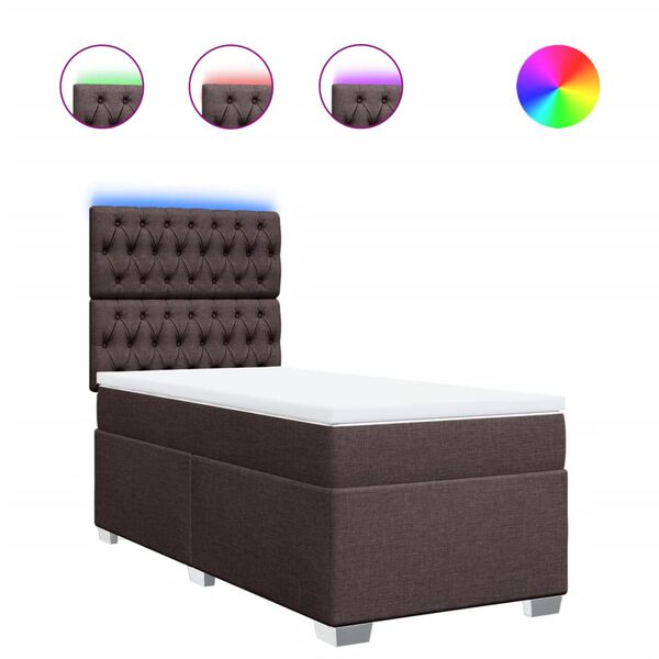vidaXL Boxspringbett mit Matratze Dunkelbraun 90x190 cm Stoff